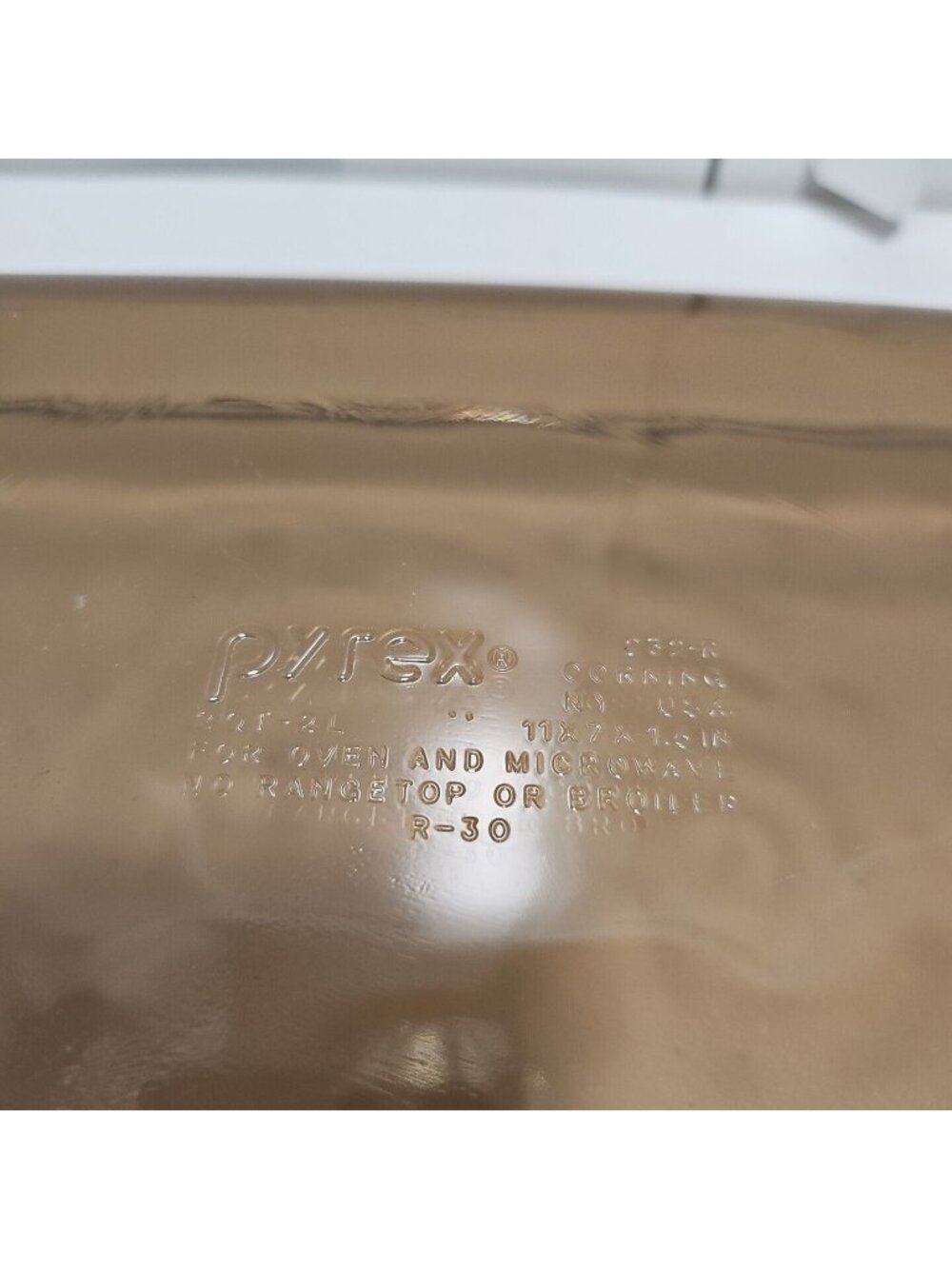 Pyrex 232R Visions Amber Brown Rectangle Baking Pan 2qt/Lt Corning 11x7x1.5" - Picture 6 of 7